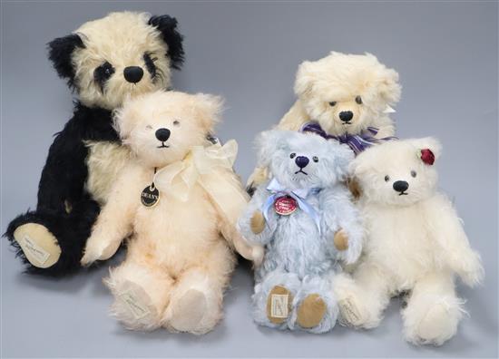 Five limited edition Deans bears, boxed